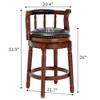 Lyngins Counter Height Bar Stool (29.5" Seat Height), 360° Swivel Bar Stool, Cow Top Leather Upholstery, Wooden Counter Stools with Curved Backrest - 2 of 4