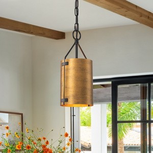 LLHZSY 1-Light Iron Sheet Cylinder Pendant Chandelier - 5 7/10"W x 13 3/4"H - 1 of 4