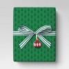 18' Christmas Fabric Ribbon Grosgrain White/Green Stripes - Wondershop™ - 2 of 3