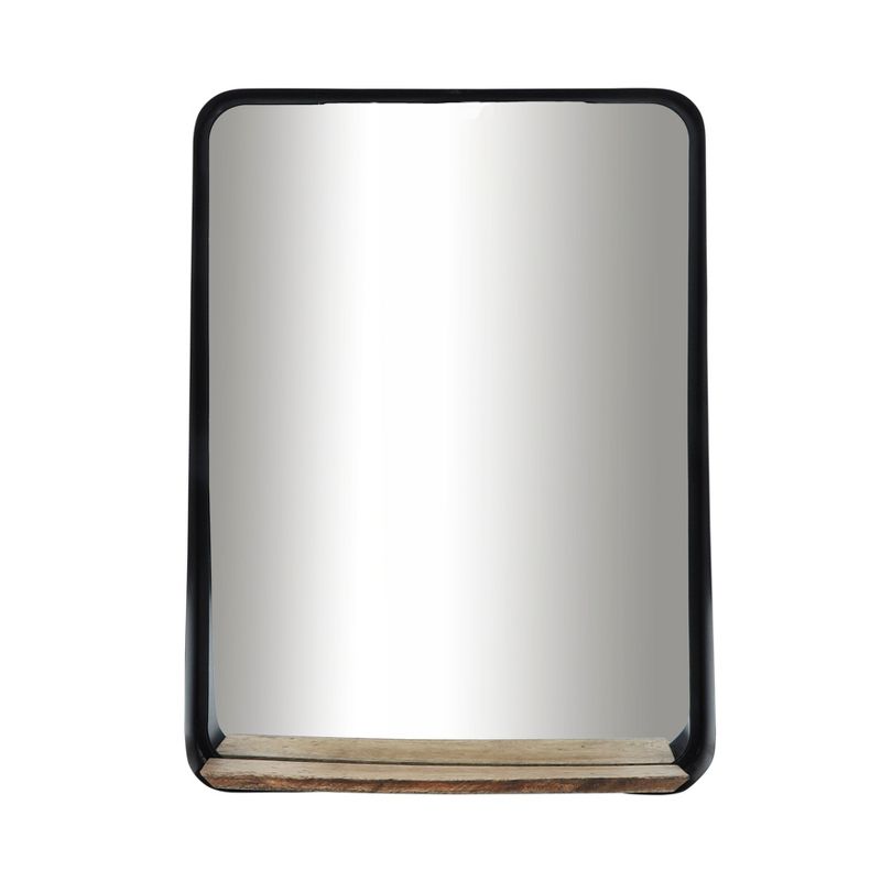 SAGEBROOK HOME 22&#34;x30&#34; Metal Mirror with Shelf Black/Brown, 1 of 3