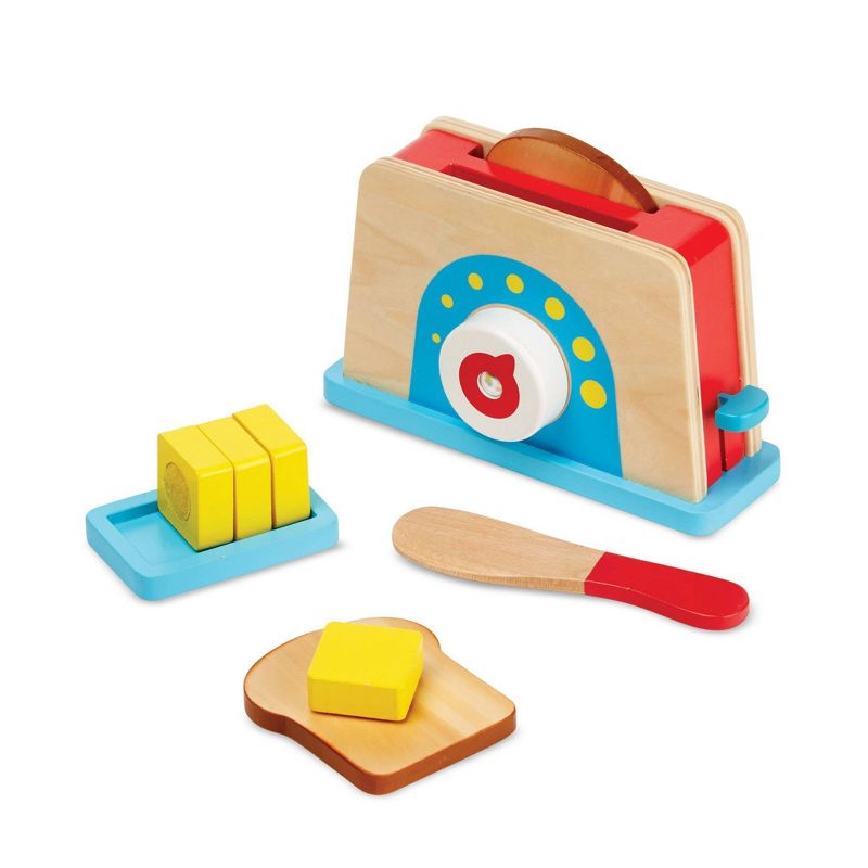 Melissa &#38; Doug Bread and Butter Toaster Set (9pc) - Wooden Play Food and Kitchen Accessories, 1 of 13