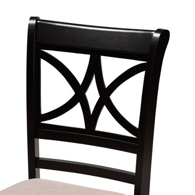 Mari Modern Beige Fabric and Dark Brown Wood 5-Piece Dining Set