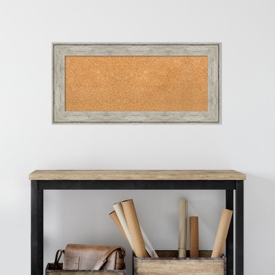 Natural Cork Board with Crackled Metallic Frame, 35" x 17"