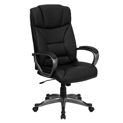 Emma And Oliver High Back Black Leathersoft Executive Swivel Office Chair  With Lip Edge Base : Target