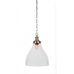 Toltec Lighting Juno 1 - Light Pendant in  Brushed Nickel with 11.75" Clear Bubble Shade - 1 of 1