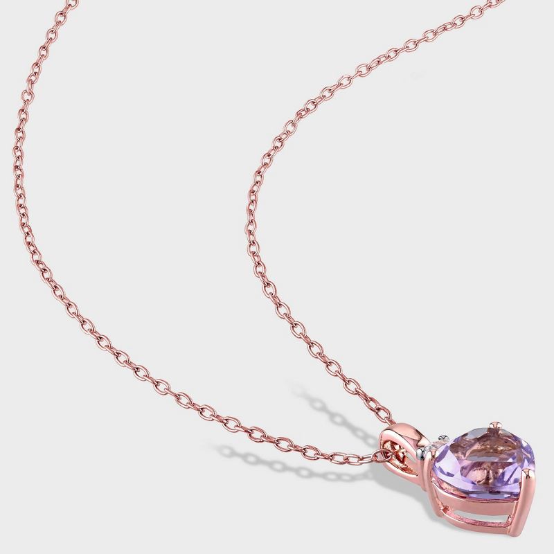 1.65 CT. T.W. Rose de France and .15 CT. T.W. Simulated Sapphire Pendant Necklace Pink Rhodium Plated Silver - Purple, 4 of 5