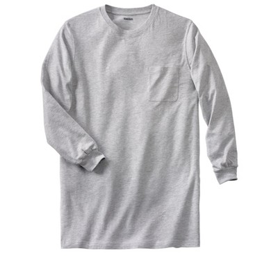 KingSize Shrink-Less Lightweight Longer-Length Long-Sleeve Crewneck Pocket Tee
