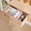 Angel Sar 31.5" Narrow Console Table with 2 Rattan Drawers, Modern Small Entryway Table, Wood - 4 of 4