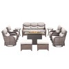 Gymojoy 10 Pieces Outdoor 6 Inch Sofa Swivel Chair Ottoman with Fire Pit Table - 2 of 4