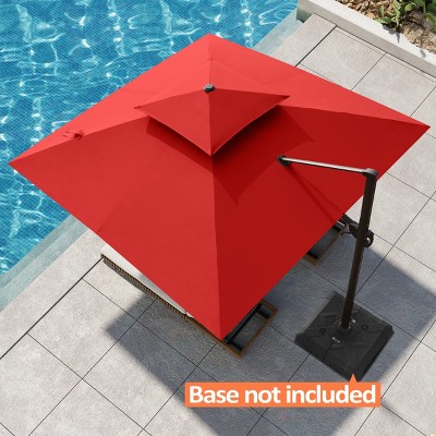 Pellebant 11 x 11 FT Outdoor Patio Cantilever Umbrella with Crank and 360 Degrees Rotation