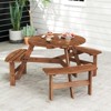 Tangkula 6-Person Round Picnic Table Set w/ 3 Built-in Benches 2" Umbrella Hole - 2 of 4