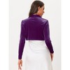 INSPIRE CHIC Women's Long Sleeve Lapel Collar Velvet Open Front Cropped Cardigan - 3 of 4