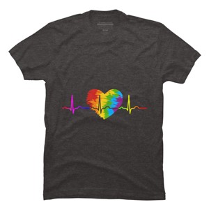 Adult Design By Humans Rainbow Heartbeat Pride By corndesign T-Shirt - 1 of 2