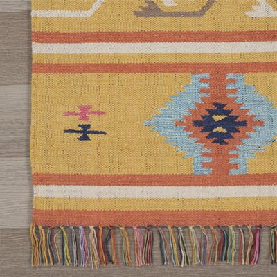 Sunny Tribal Medley 6' x 9' Yellow Cotton & Synthetic Area Rug
