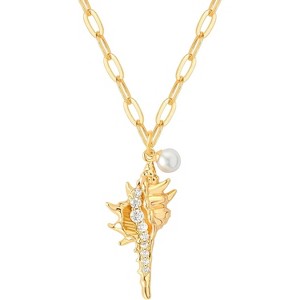 14K Gold Ocean Necklace - Starfish/Seahorse/Shell Pendant, Adjustable Boho Beach Jewelry for Women - 1 of 4