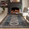 Washable Vintage Oriental Rug Non Slip Low Pile Rug Soft Throw Floor Cover Retro Medallion Foldable Indoor Carpet for Living Room Bedroom Playroom - 2 of 4
