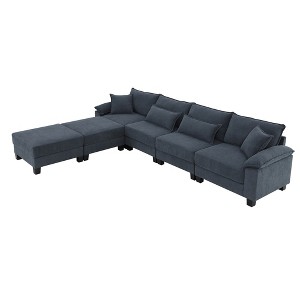 VYNXARIA Corduroy Modular Sectional Sofa,U Shaped Couch with Armrest Bags,6 Seat Freely Combinable Sofa Bed,Gray - 1 of 4