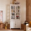 77.5"H Vintage Farmhouse Display Cabinet with 3-Sided Glass & Adjustable Shelves, Antique Brass Handles, Storage Hutch for Living Room - 4 of 4