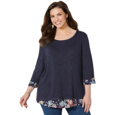 Catherines Women's Plus Size Impossibly Soft Duet Tunic