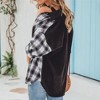 Women's Plaid Long Sleeve Shirt Loose Fit Casual Button Down Top Front Pocket Shirt - 3 of 4