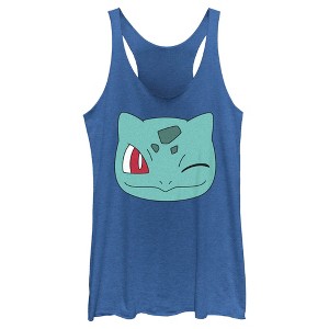 Women's Pokemon Bulbasaur Wink Face Racerback Tank Top - 1 of 4