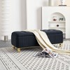 NicBex Velvet Fabric Storage Ottoman Bench,Upholstered Storage Ottoman with Gold Embroidery Footstool,Storage Bench for Living Room,Bedroom - 2 of 4