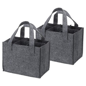 Unique Bargains Neoprene Reusable 6 Bottle Wine Carrier Tote Bag with Divider 2 Pcs - 1 of 4