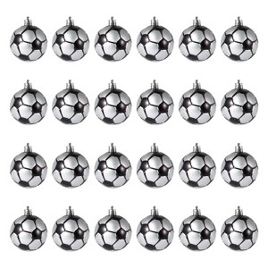 Christmas Tree Ornaments, Christmas Decorations 24Pcs - 3.15 Inch Sports Football Xmas Ball Set, Glitter Shatterproof Tree Decor - 1 of 4