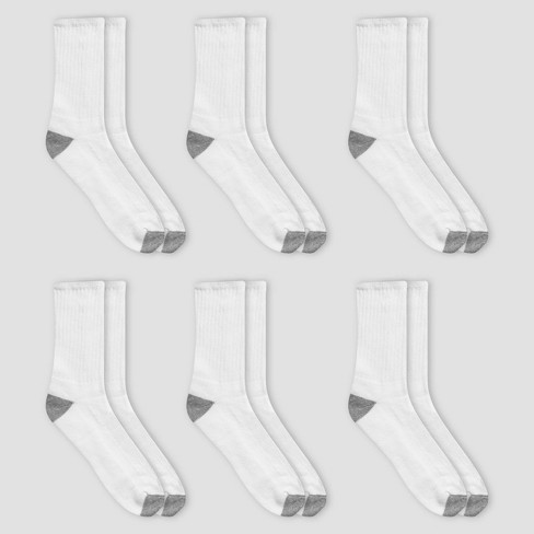 Men's Fruit of the Loom Breathable 6pk Crew Socks - White 6-12