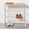 4 Tier Shoe Rack Black Metal With Natural Wood - Brightroom™ : Target