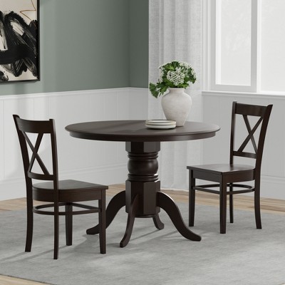 Glenwillow Home 42" Round Pedestal Dining Table + Cross Back Dining Chairs Dining Set