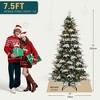 7.5ft White Snowy Flocked Atificial Tree with 36 Pine Cones and with 400 LED Lights 1200 Metal Hinged Branch Tips - 3 of 4