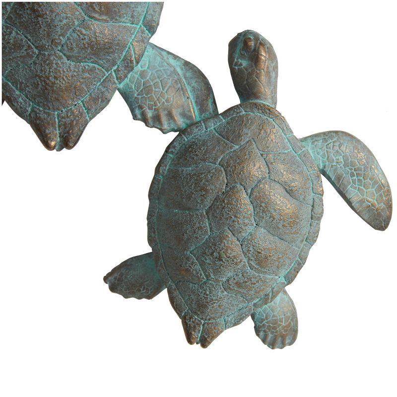Olivia &#38; May 13&#34;x19&#34; Polystone Turtle Distressed Patina Wall Decor with Gold Foil Accents Blue, 3 of 10