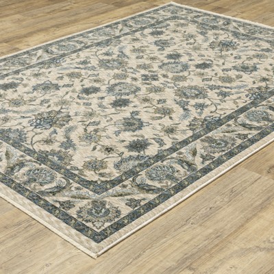 Aberdeen Beige and Blue 4' x 6' Synthetic Area Rug