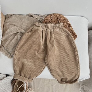 MyKids-USA Baby Boy And Girl Solid Color Corduroy Fabric Long Pants With Pockets - 1 of 4