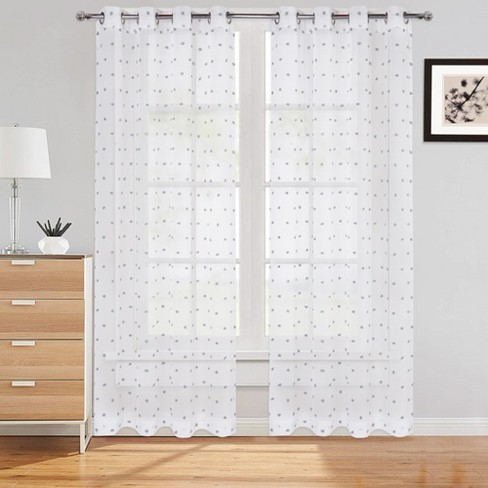 Pom Pom Voile Sheer Grommet Window Curtain Panels - image 1 of 4