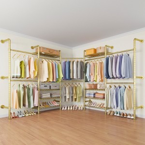 Timate L5 Expandable Wall Mounted Clothes Rack for Corner, L Shape Heavy Duty Industrial Pipe Clothing Rack - 1 of 4