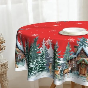 Racxily Christmas Round Tablecloth 60 in Christmas Nativity Table Cloth Xmas Tree Table Cloths Decorations - 1 of 4