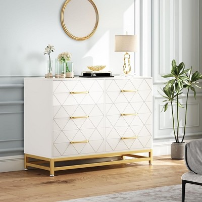 Dresser for Bedroom with 6 Drawer Double Dressers, Modern Wooden Dresser Chest