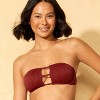 Women's Jacquard Texture Bandeau Bikini Top - Wild Fable™ Burgundy - 3 of 4