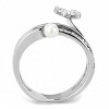 Slickblue Floral Design Ring, White Synthetic Pearl, Stainless Steel, Polished Finish, Women's, Size 6-8 - 3 of 4