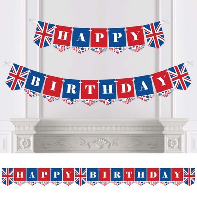 Big Dot of Happiness Cheerio, London - British UK Birthday Party Bunting Banner - Birthday Party Decorations - Happy Birthday