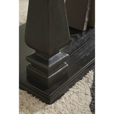 Wellturn Black Wood Sofa Table with Lower Shelf