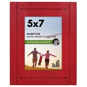 Americanflat 5x7 Picture Frame with Polished, Crystal Clear Glass - Hampton Collection - Distressed Wood Picture Frames Red - 1 of 1