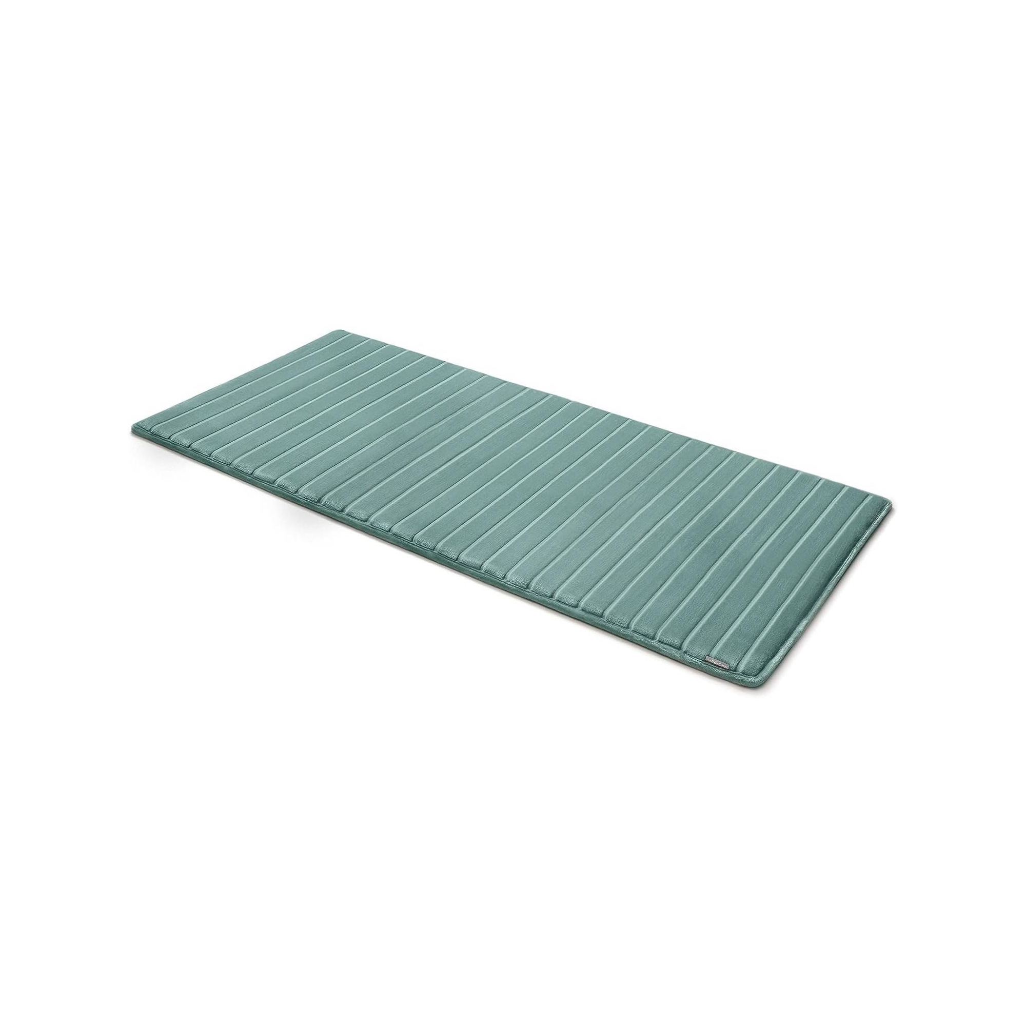 24"x58" SoftLux Sheer Striped with GripTex Skid Resistant Base Bath Runner Aqua - Microdry