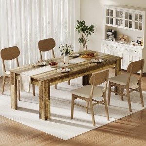 Coucheta Farmhouse Wooden Dining Table - Heavy Duty for 6-8 People, Strong Legs and Thick Table Top, Ideas for Big Families - 1 of 4