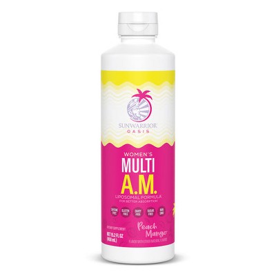 Oasis Liquid Multi A.M. Supplement for Women, High Absorption Liquid Multivitamin for Women's Overall Health, Peach Mango, Sunwarrior, 450mL