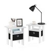 Furinno 2PCS Modern Bedside End Table Nightstand Accent Sofa Side Table W/Removable Drawer & Open Storage Shelf,White/Black - 2 of 4
