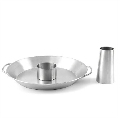 Dracelo 1pc Stainless Steel Round Roasting Pan; Chicken Roaster Rack Holder; 12.4inch/31.5cm; Thanksgiving Gift; Dishwasher Safe