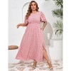Plus Size Women's Tiered Ruffle Sleeve Maxi Dress with High Slit Elegant Long Flowy Party Dress - 2 of 4